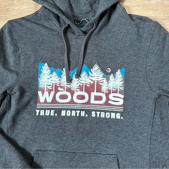 Woods Women’s Gray Lawson Graphic Hoodie Size Medium Outdoor Hiking Camping Fall - Picture 2 of 6